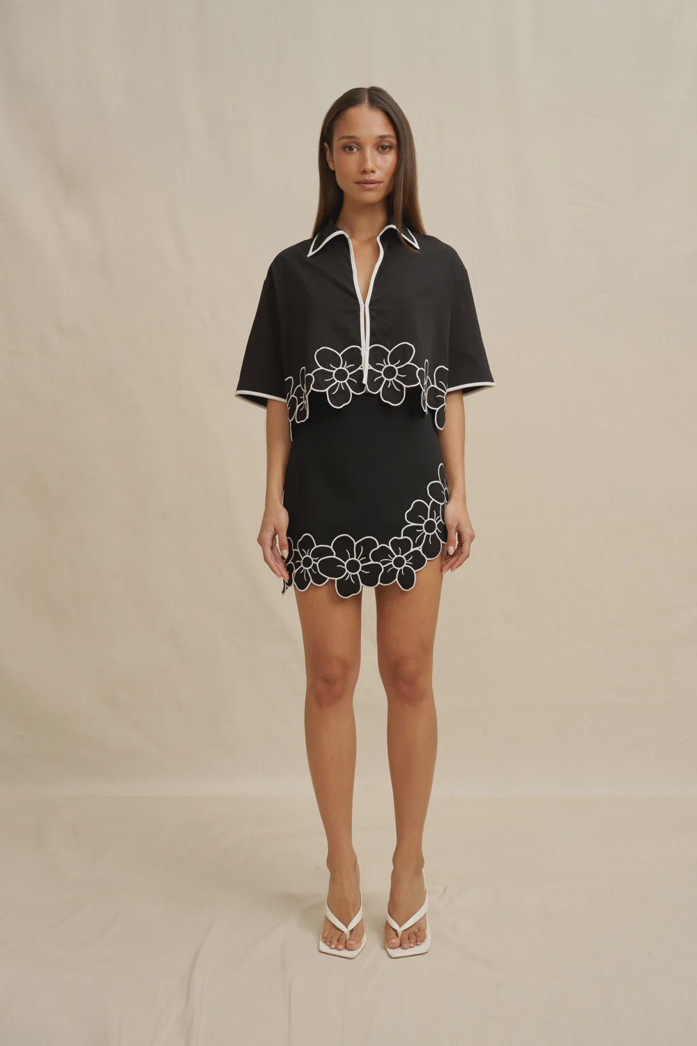 Dahlia Crop Shirt, Black