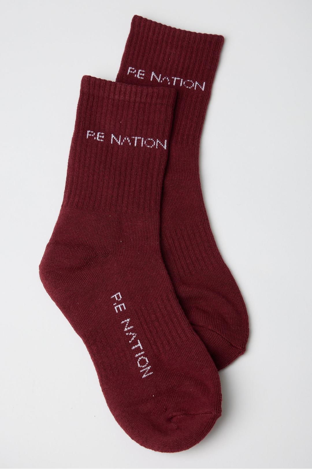 signature sock, cabernet red