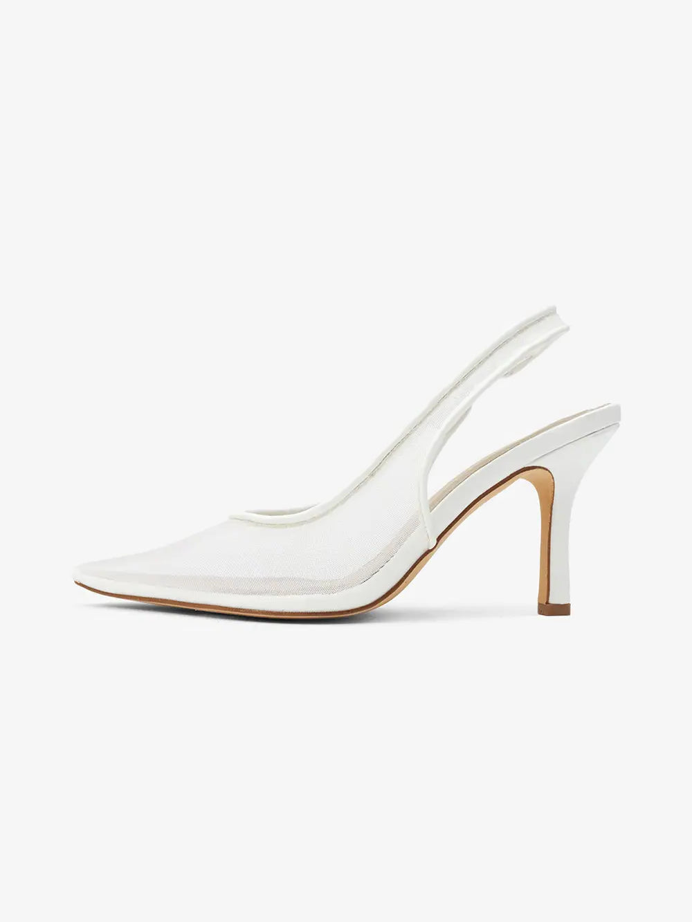 Zala sheer mesh heel, white