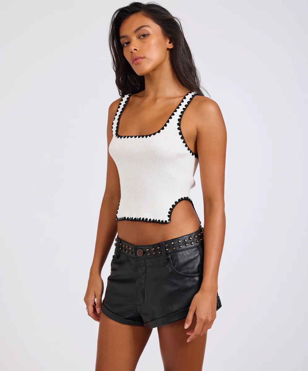 Knitted Scallop Tank Top - Cream