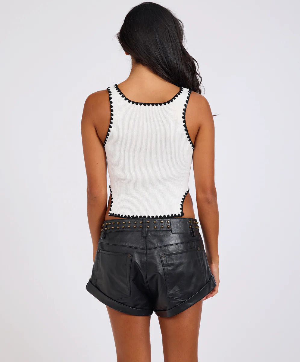 Knitted Scallop Tank Top - Cream