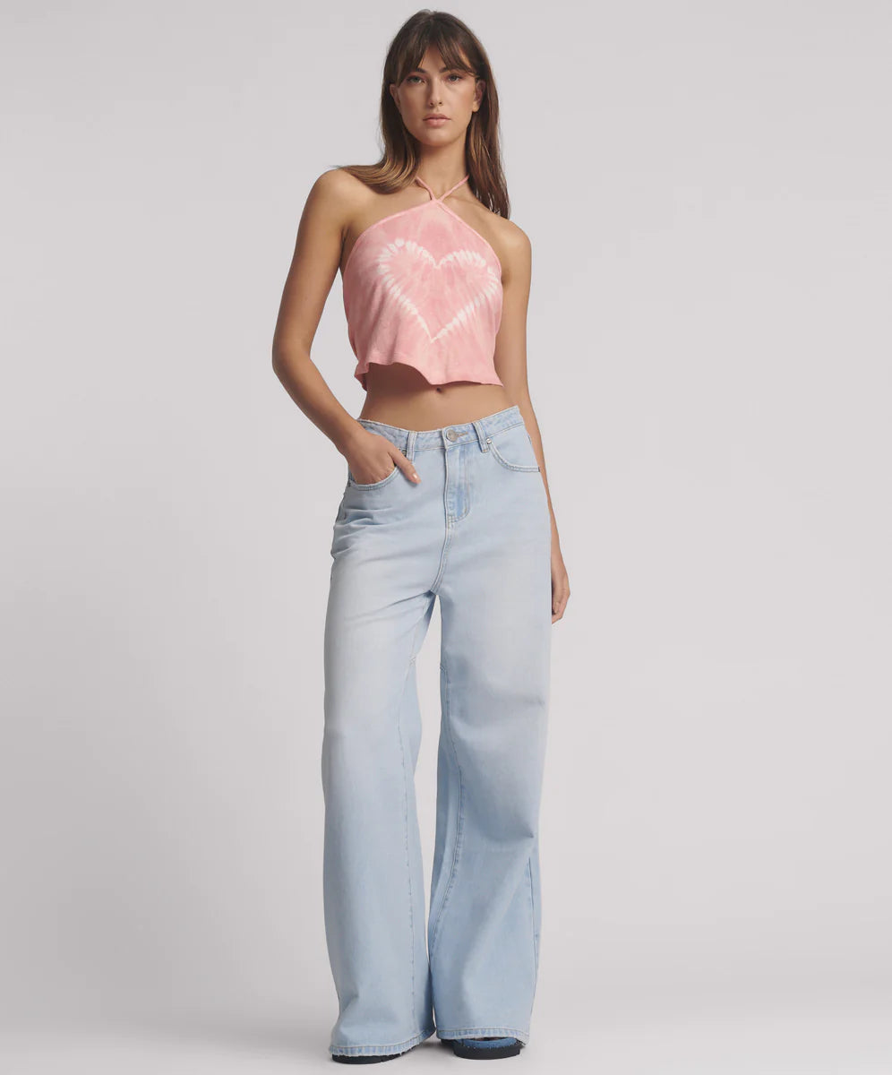 Love Machines Super Wide Leg Denim, Blue Heart