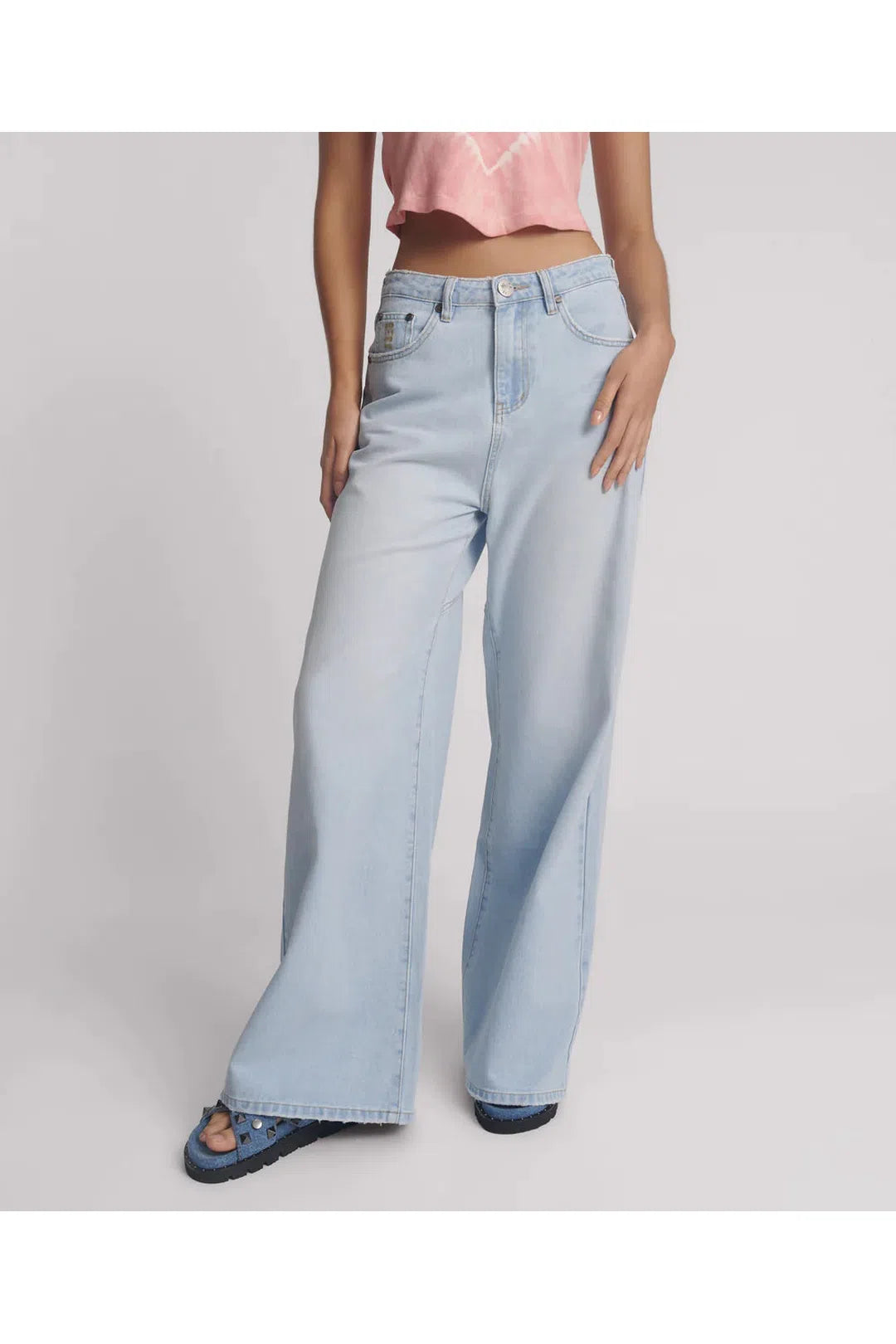 Love Machines Super Wide Leg Denim, Blue Heart