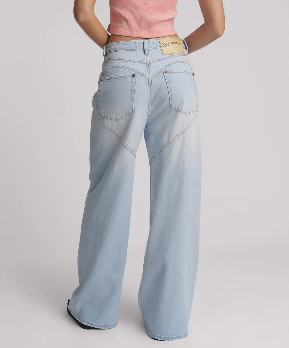 Love Machines Super Wide Leg Denim, Blue Heart