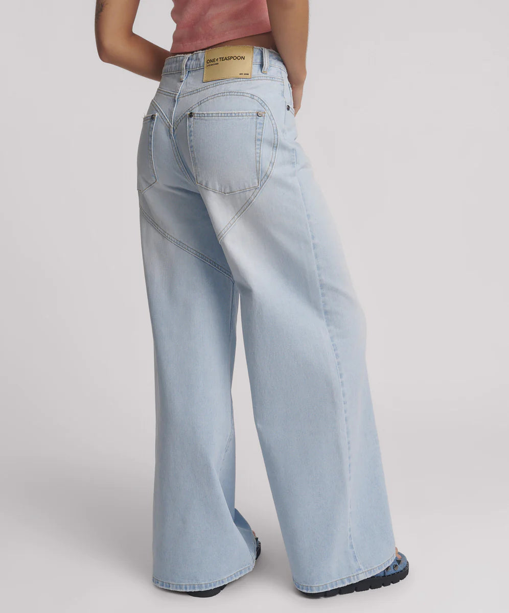 Love Machines Super Wide Leg Denim, Blue Heart