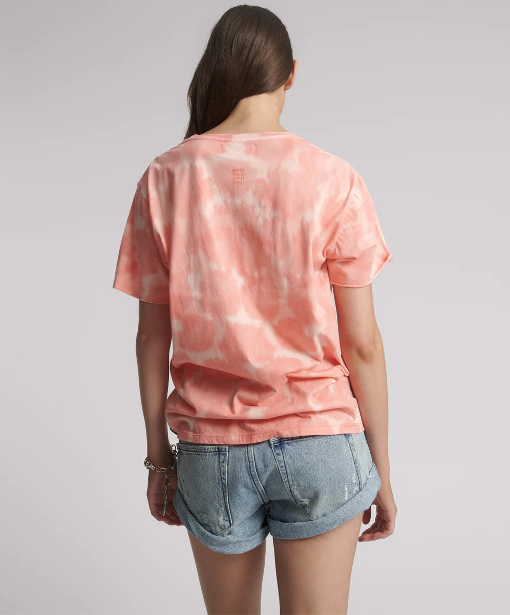 Heart Throb Tie Dye Boyfriend Tee - Coral Pink