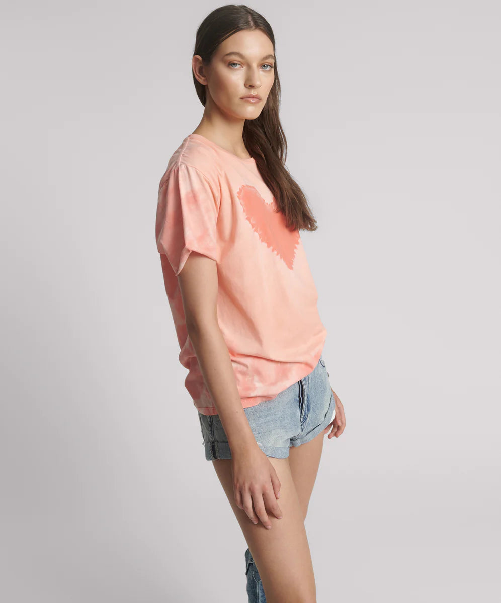 Heart Throb Tie Dye Boyfriend Tee - Coral Pink