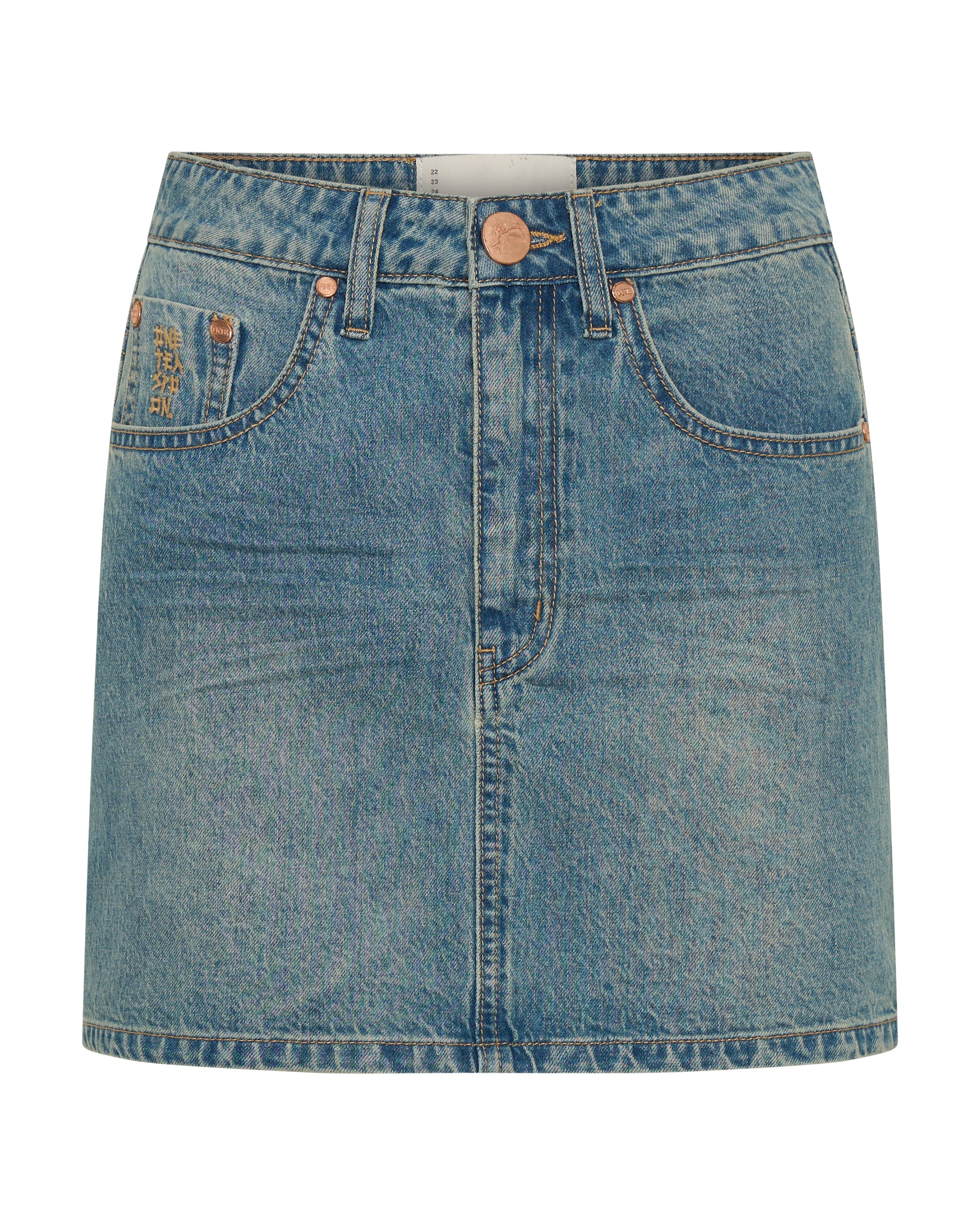 2020 High Waist Mini Denim Skirt, Texas Blue
