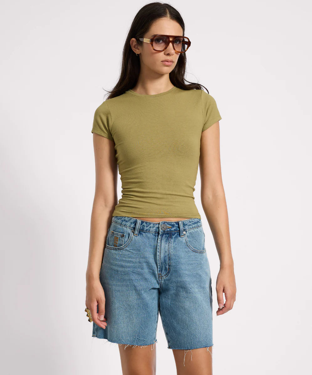 Jacksons Mid Waist Wide Leg Denim Shorts, Blue Crush