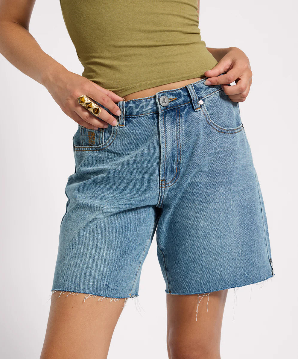 Jacksons Mid Waist Wide Leg Denim Shorts, Blue Crush