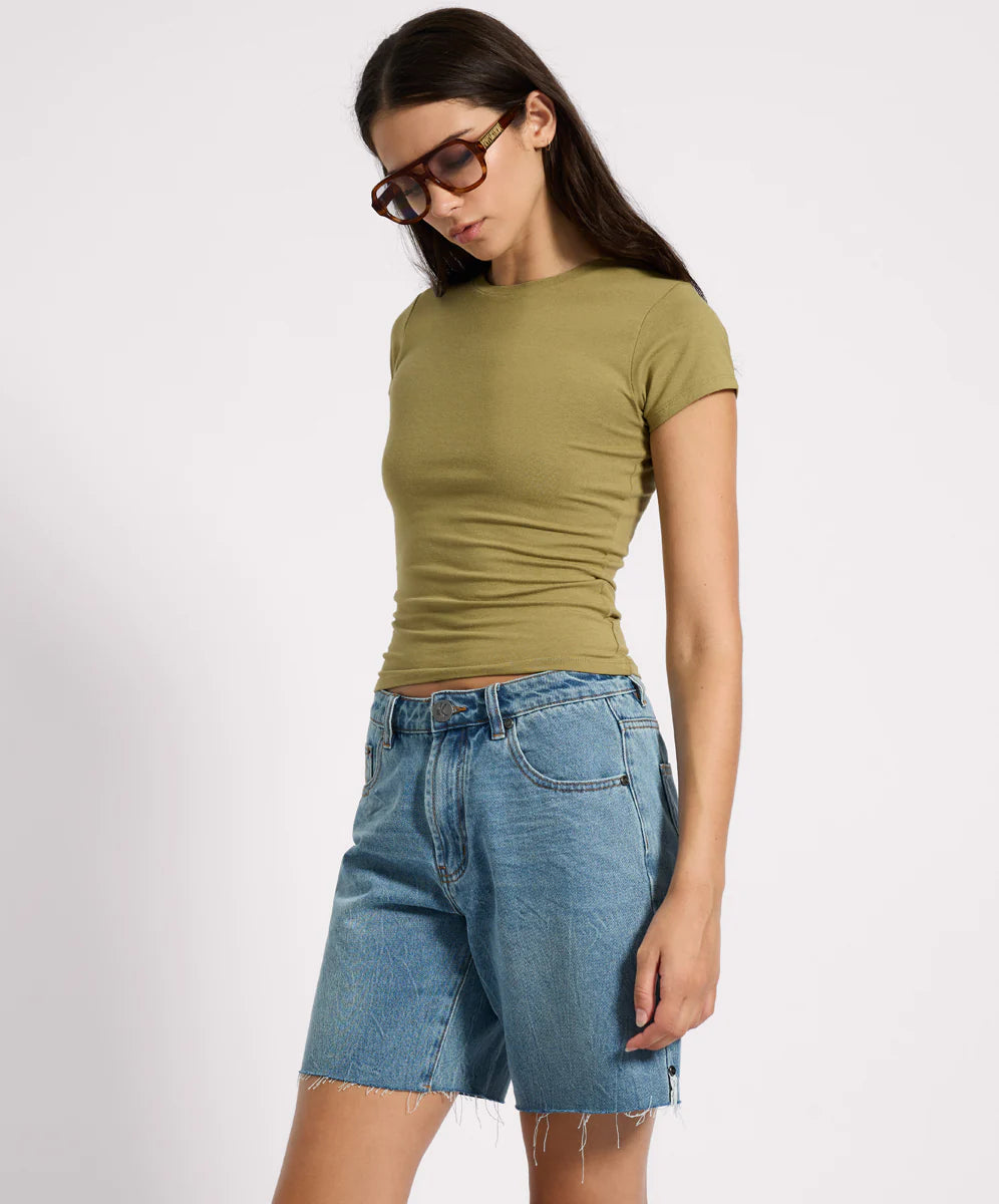 Jacksons Mid Waist Wide Leg Denim Shorts, Blue Crush
