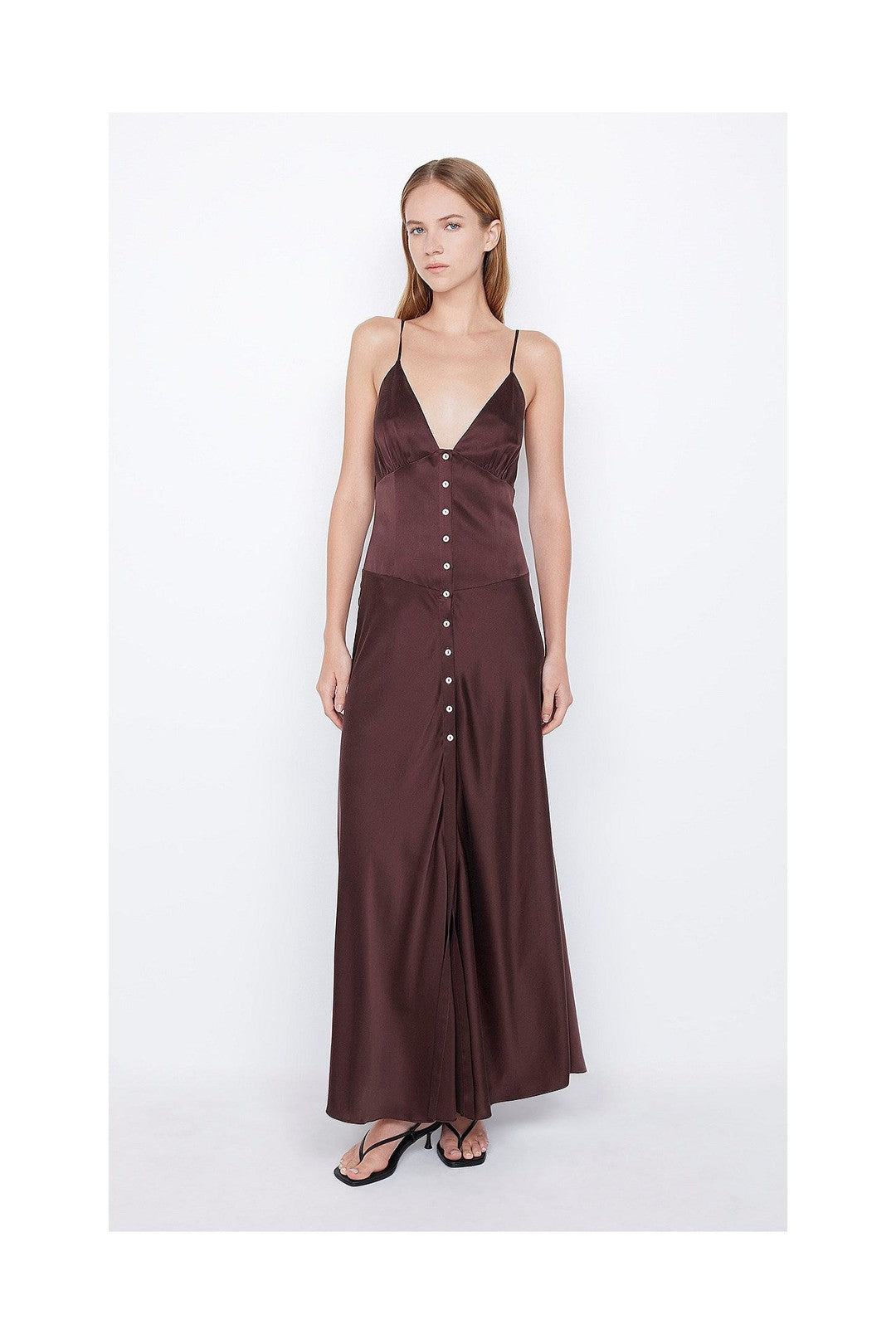 kaia v dress. choc plum