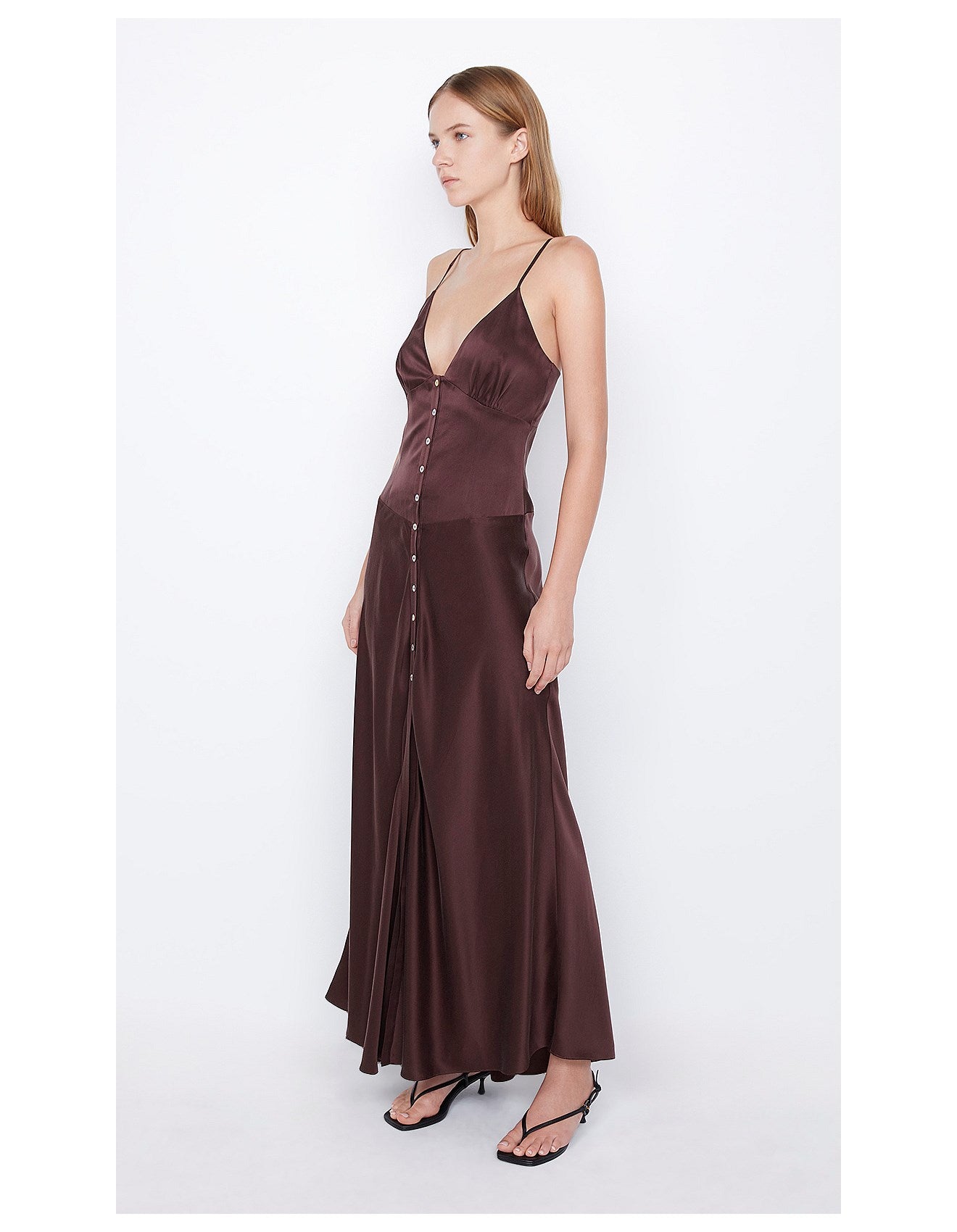 kaia v dress. choc plum