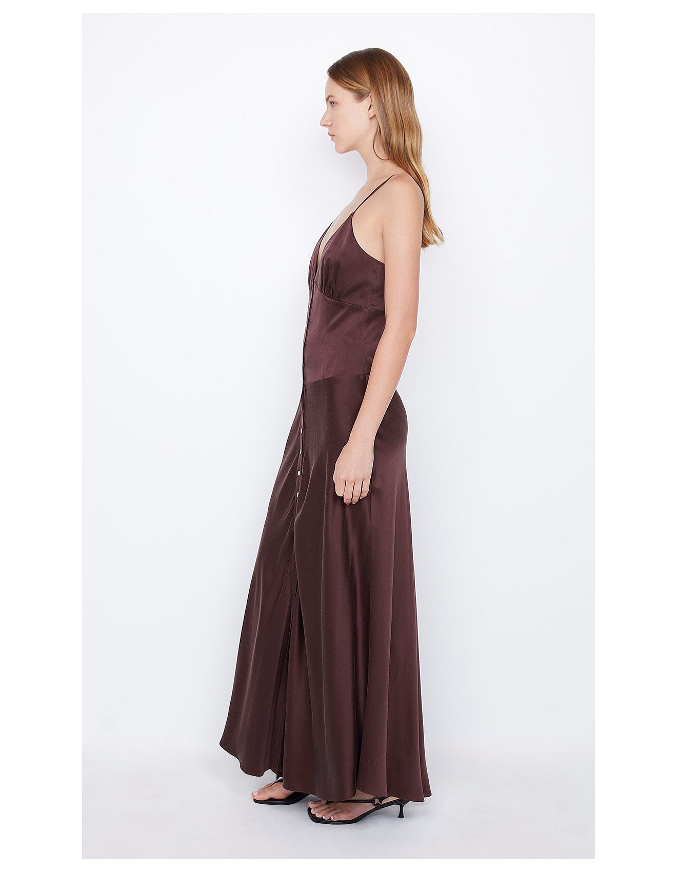 kaia v dress. choc plum