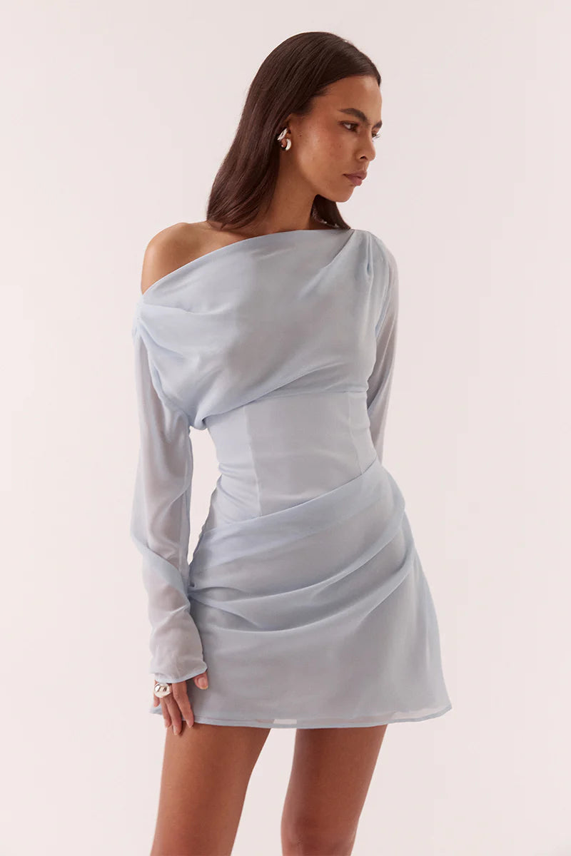 Ada long sleeve mini, whisper blue