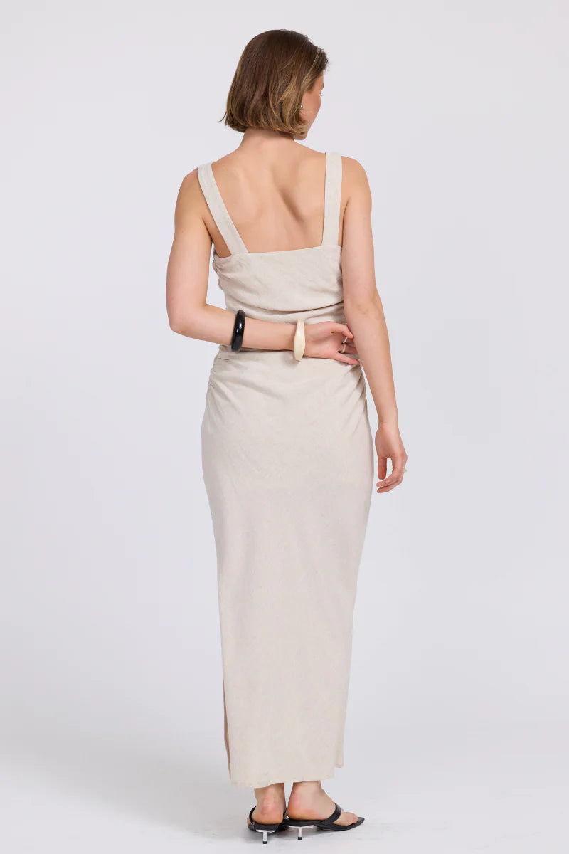 bella midi dress, neutral