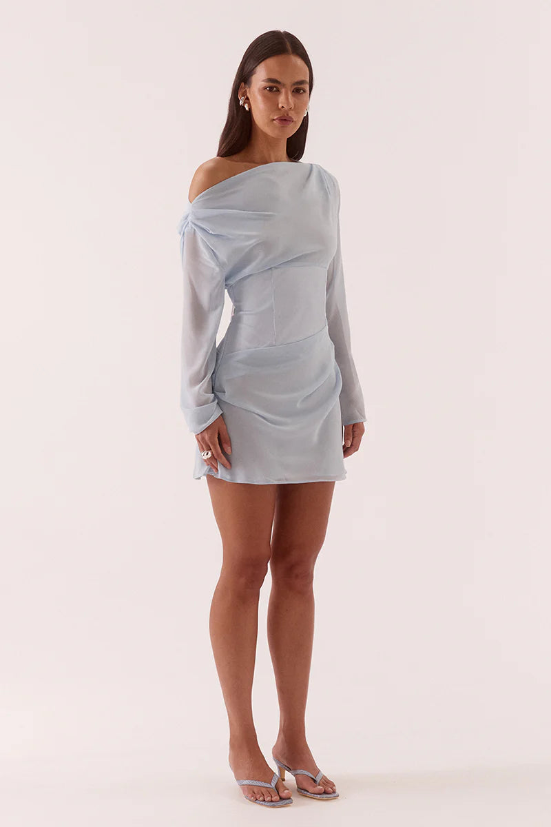 Ada long sleeve mini, whisper blue