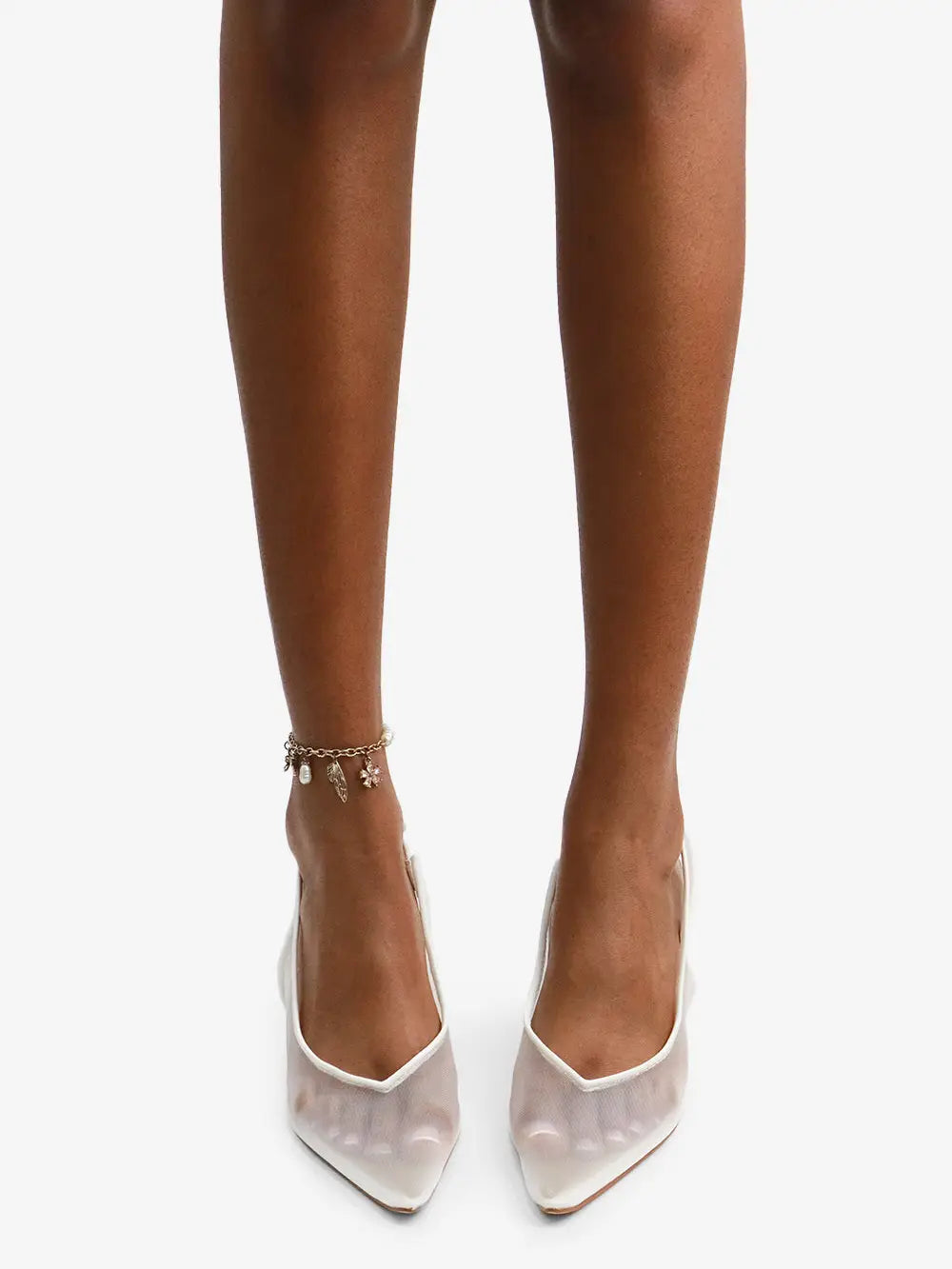 Zala sheer mesh heel, white