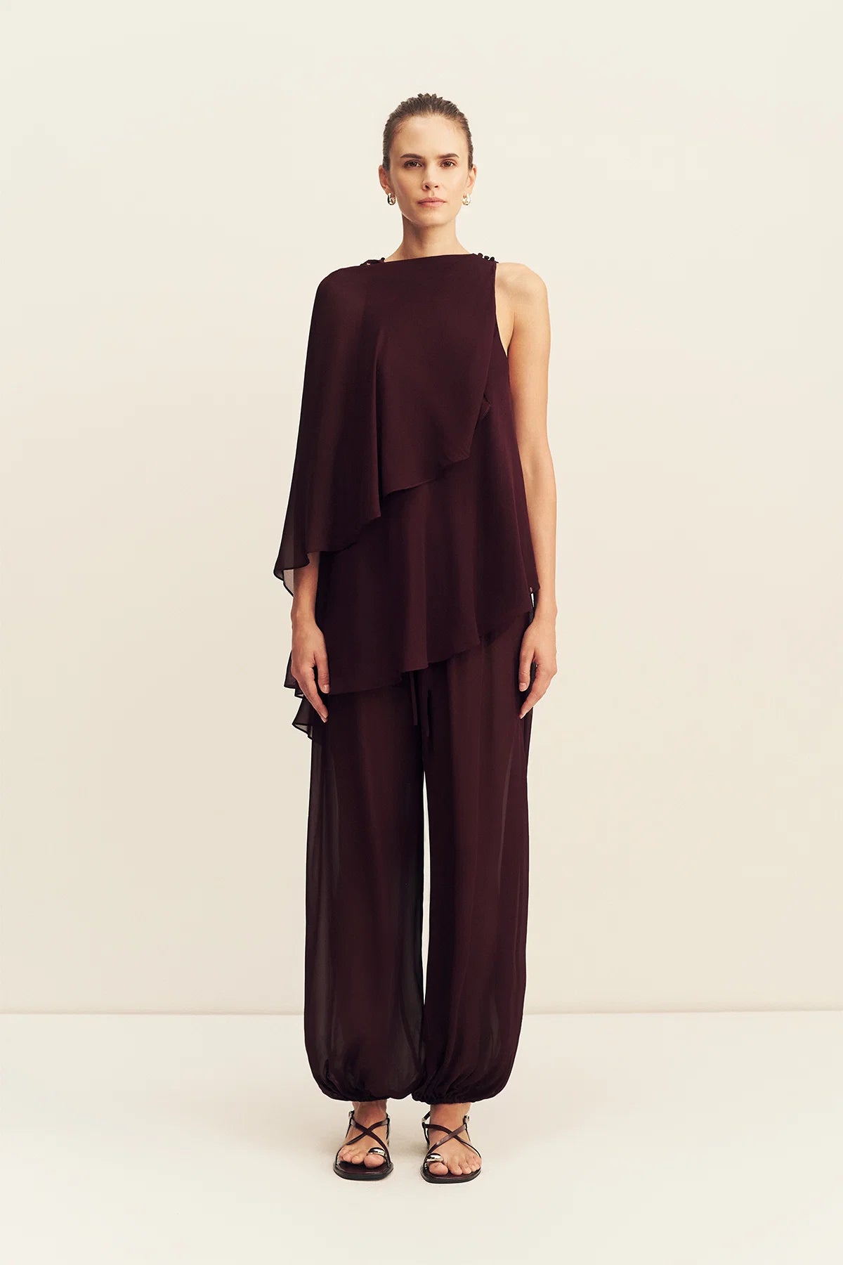 Amina assymetrical tiered top, wine tasting