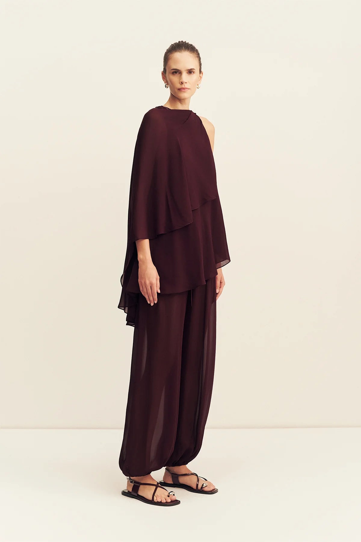 Amina assymetrical tiered top, wine tasting