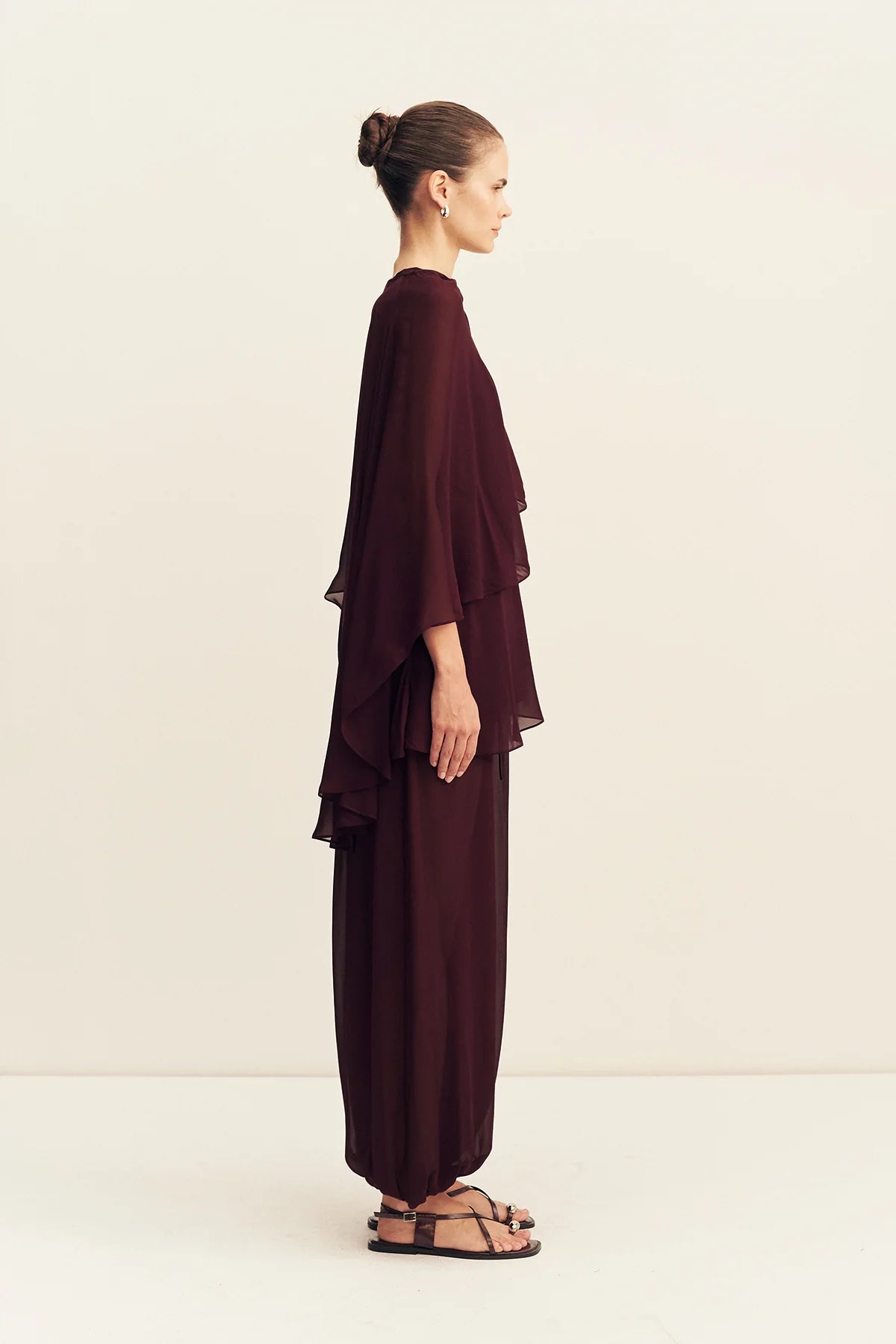 Amina assymetrical tiered top, wine tasting