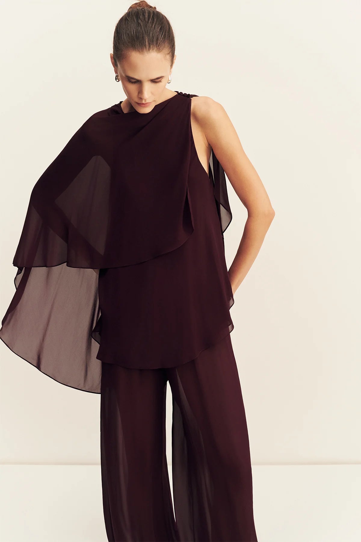 Amina assymetrical tiered top, wine tasting
