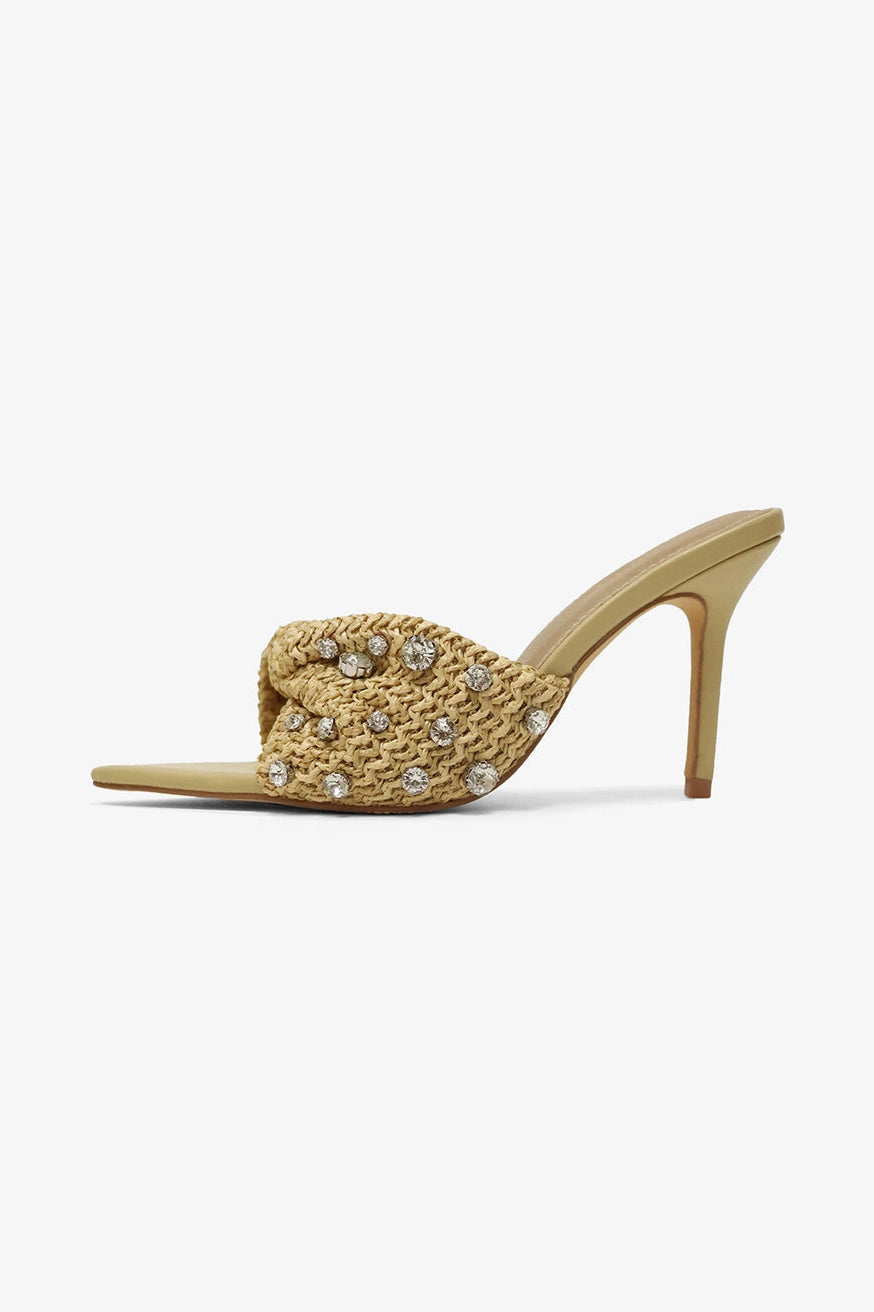 Kirra raffia diamante heel, nude