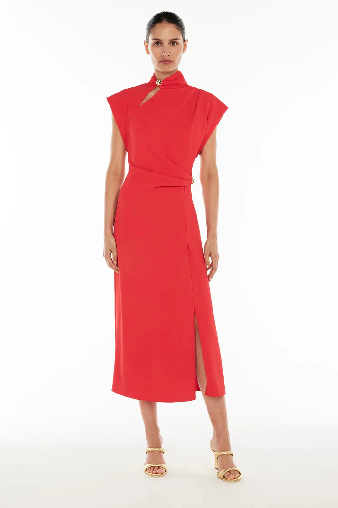 high definition midi dress, red