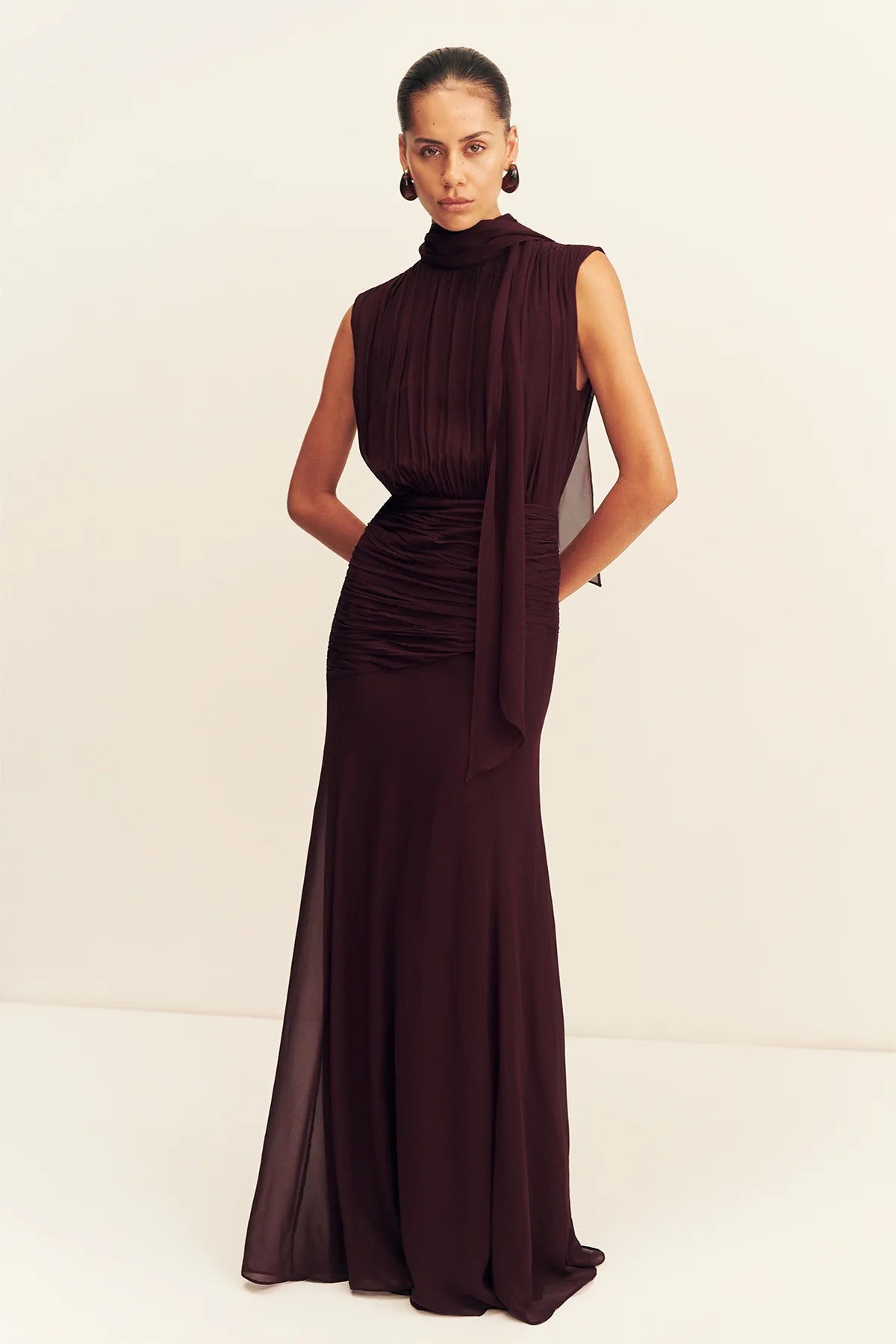 Amina scarf neck dress, wine tasting