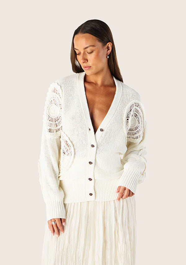 Martina knit cardigan, chalk