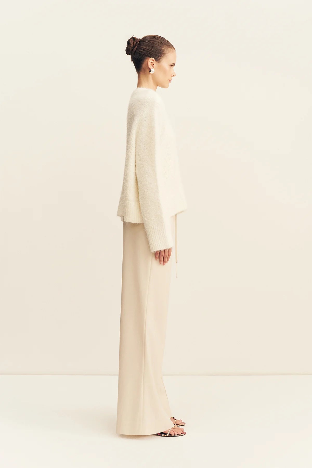 Asher suiting drawstring pant, white swan