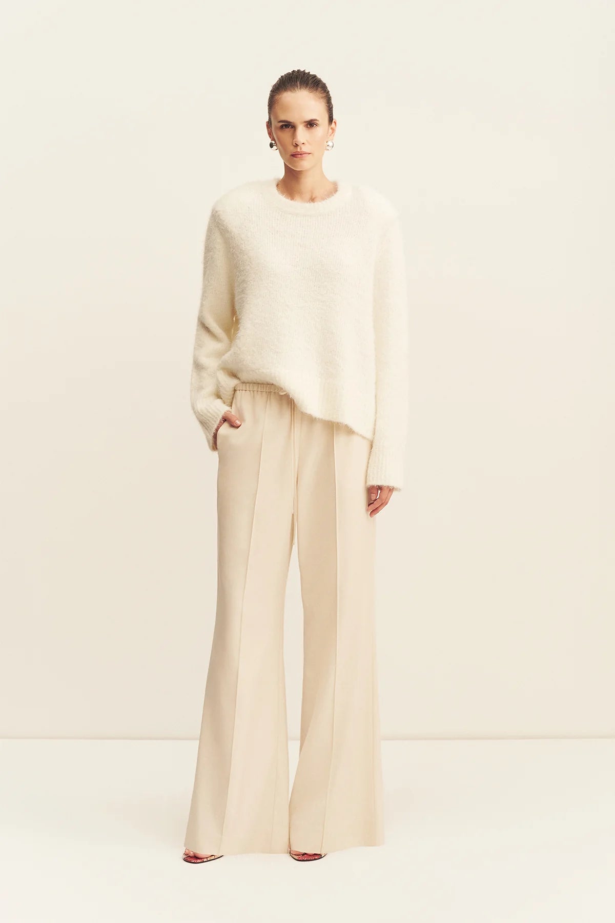 Asher suiting drawstring pant, white swan