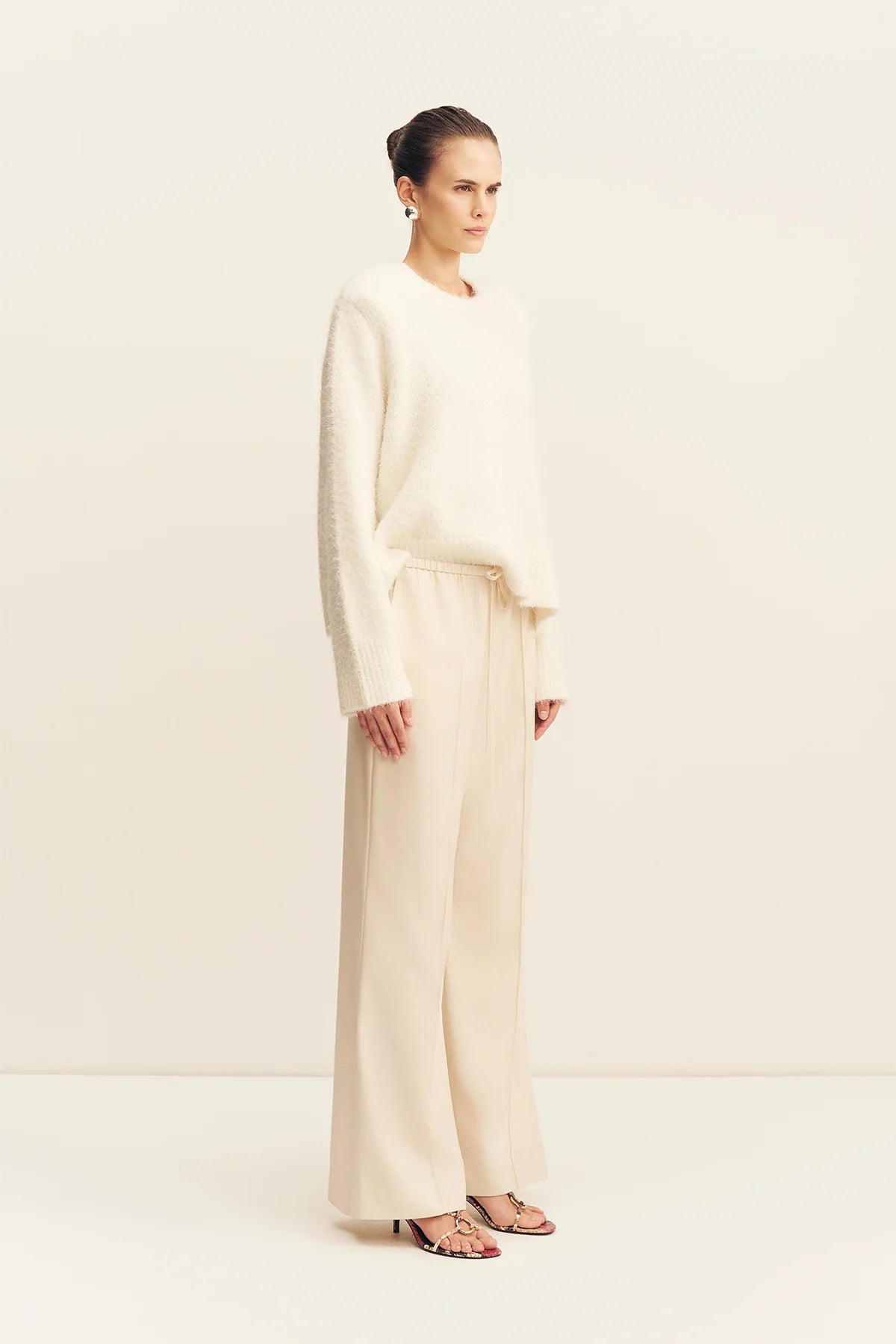 Asher suiting drawstring pant, white swan