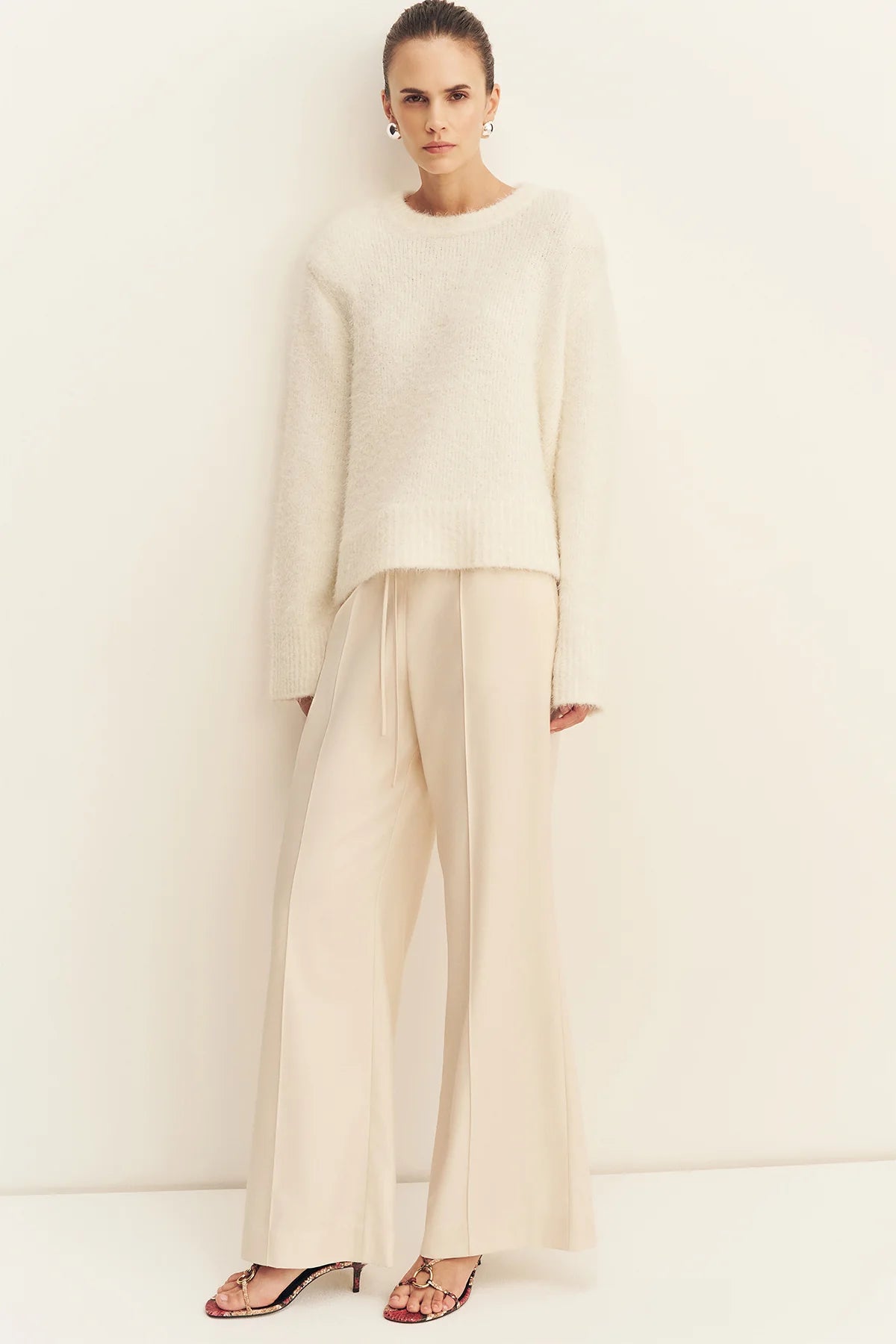 Asher suiting drawstring pant, white swan