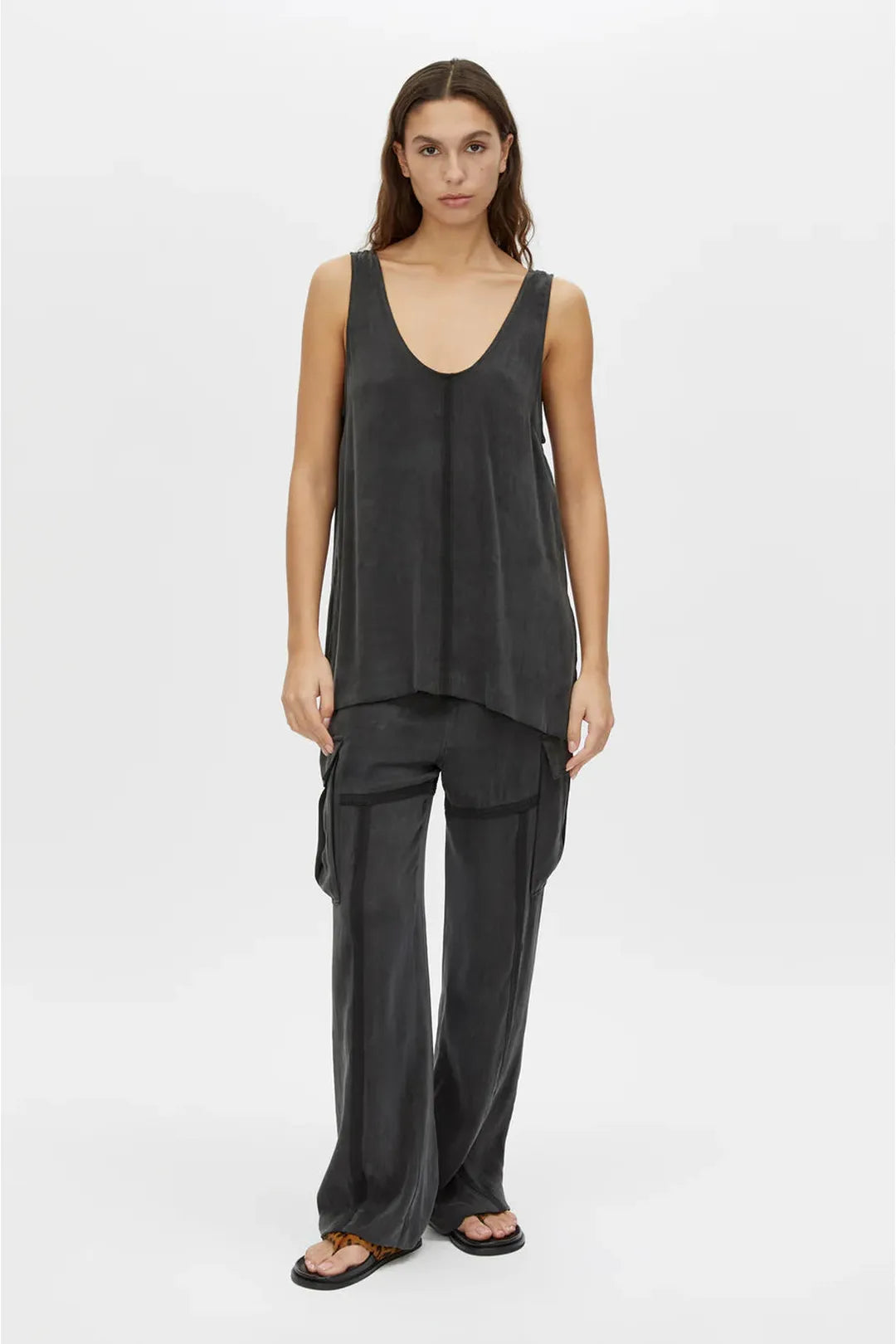 Allegro satin pant, washed black