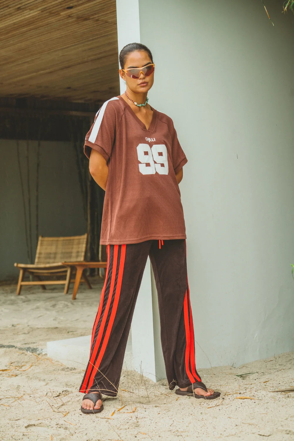 Chilli 99 waffle tee, mocha
