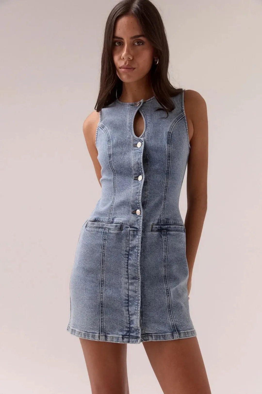 etch denim mini dress, heritage blue
