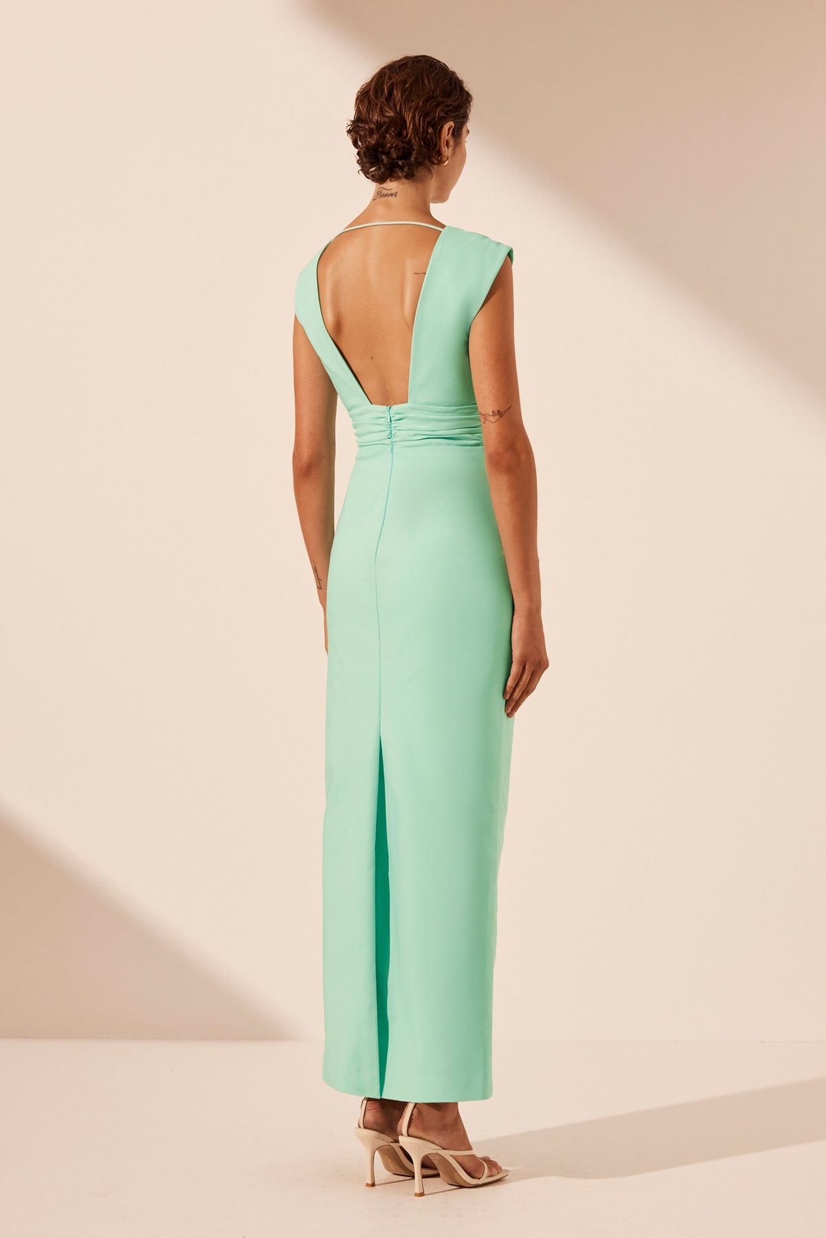 Lani plunged cut out maxi dress, aqua