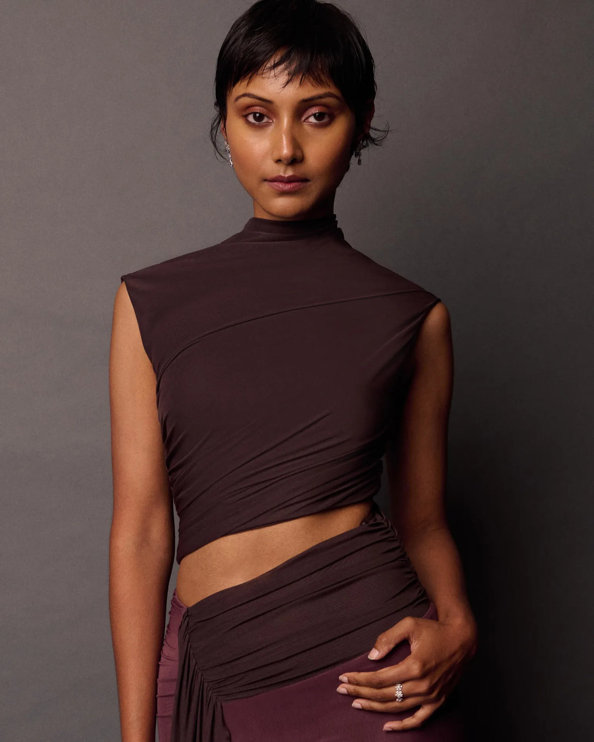 Conni maxi dress, aubergine/dark choc
