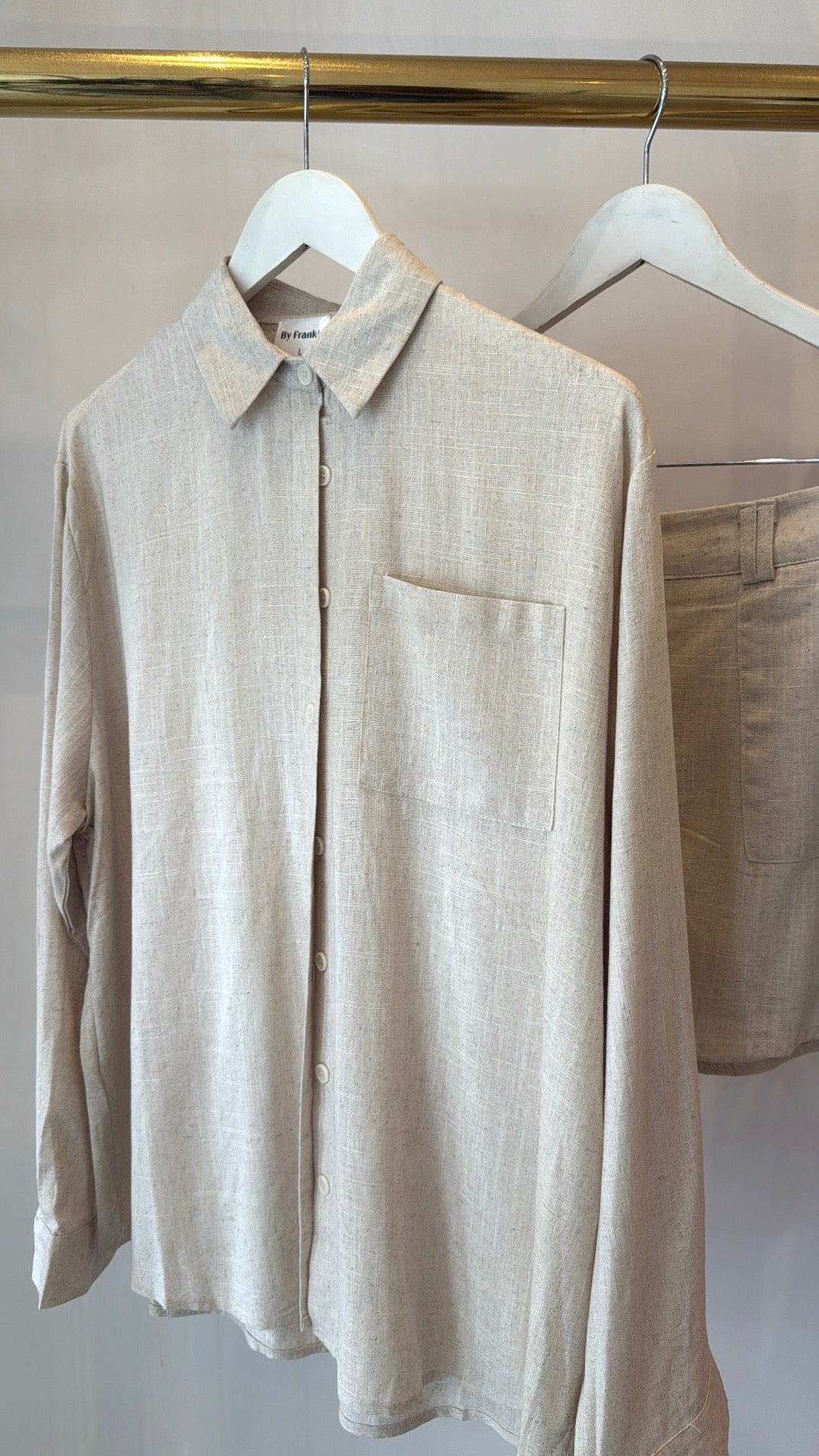 Button shirt + skort set, Natural