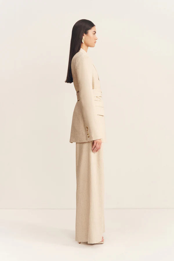 newman hourglass blazer with belt - parchment