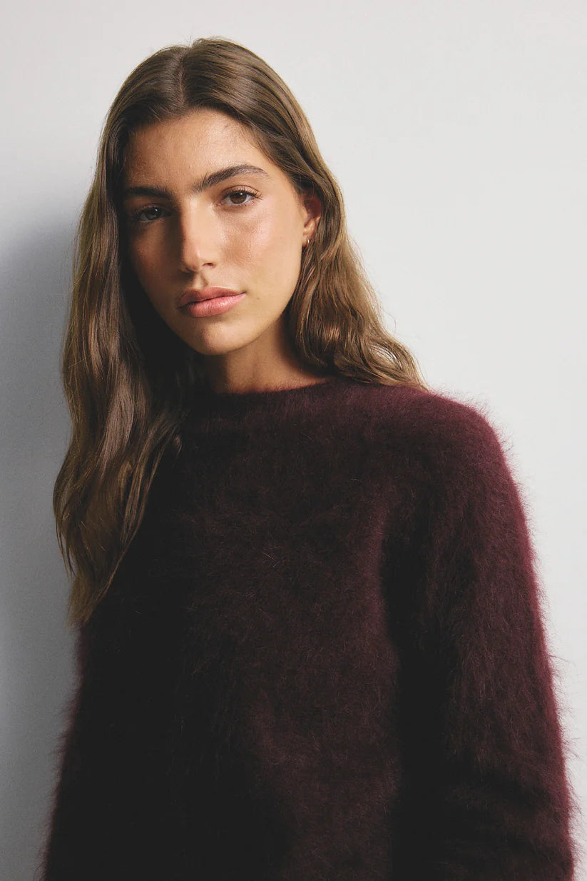 Adele Cashmere Crew Neck Knit - Aubergine
