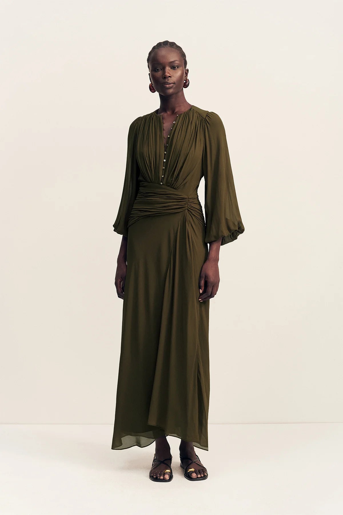 Juno high neck balloon sleeve maxi dress, jungle