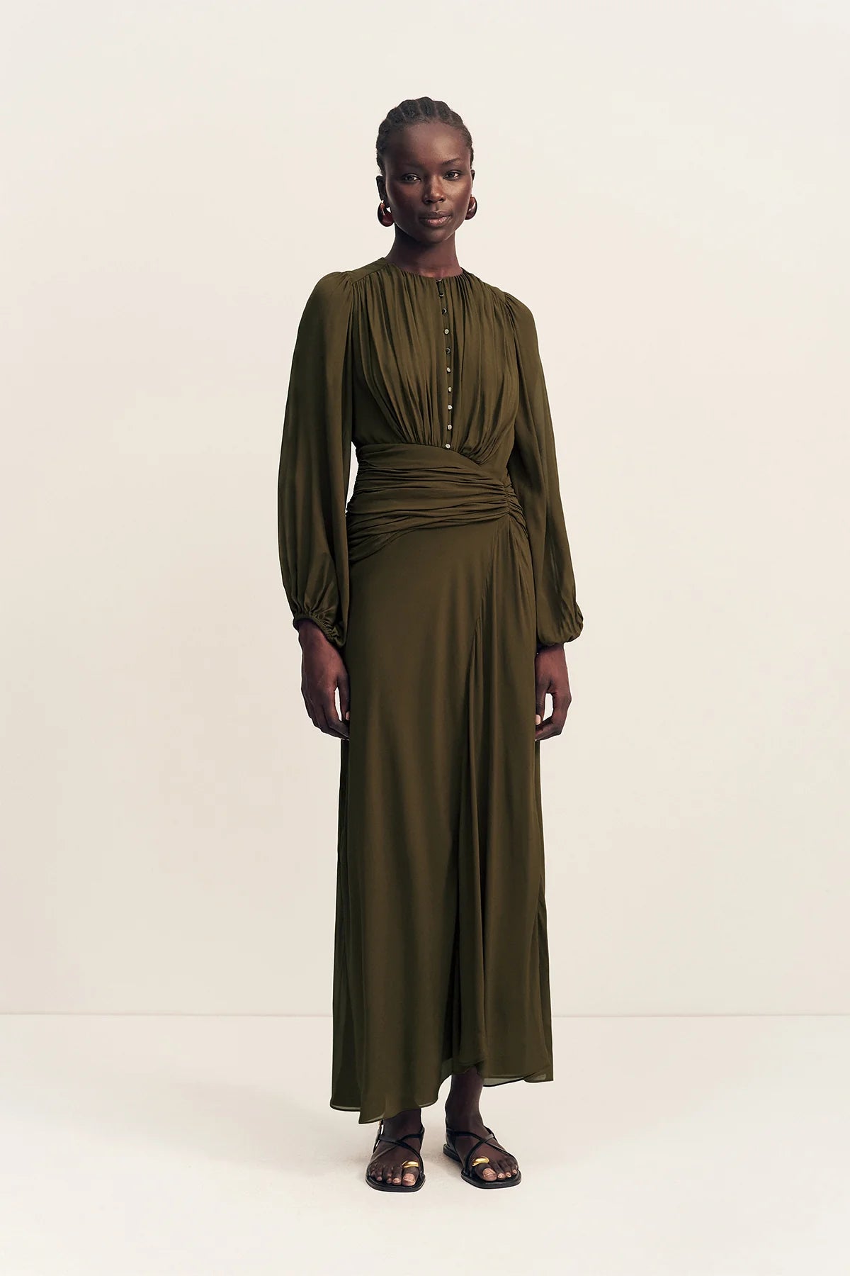 Juno high neck balloon sleeve maxi dress, jungle