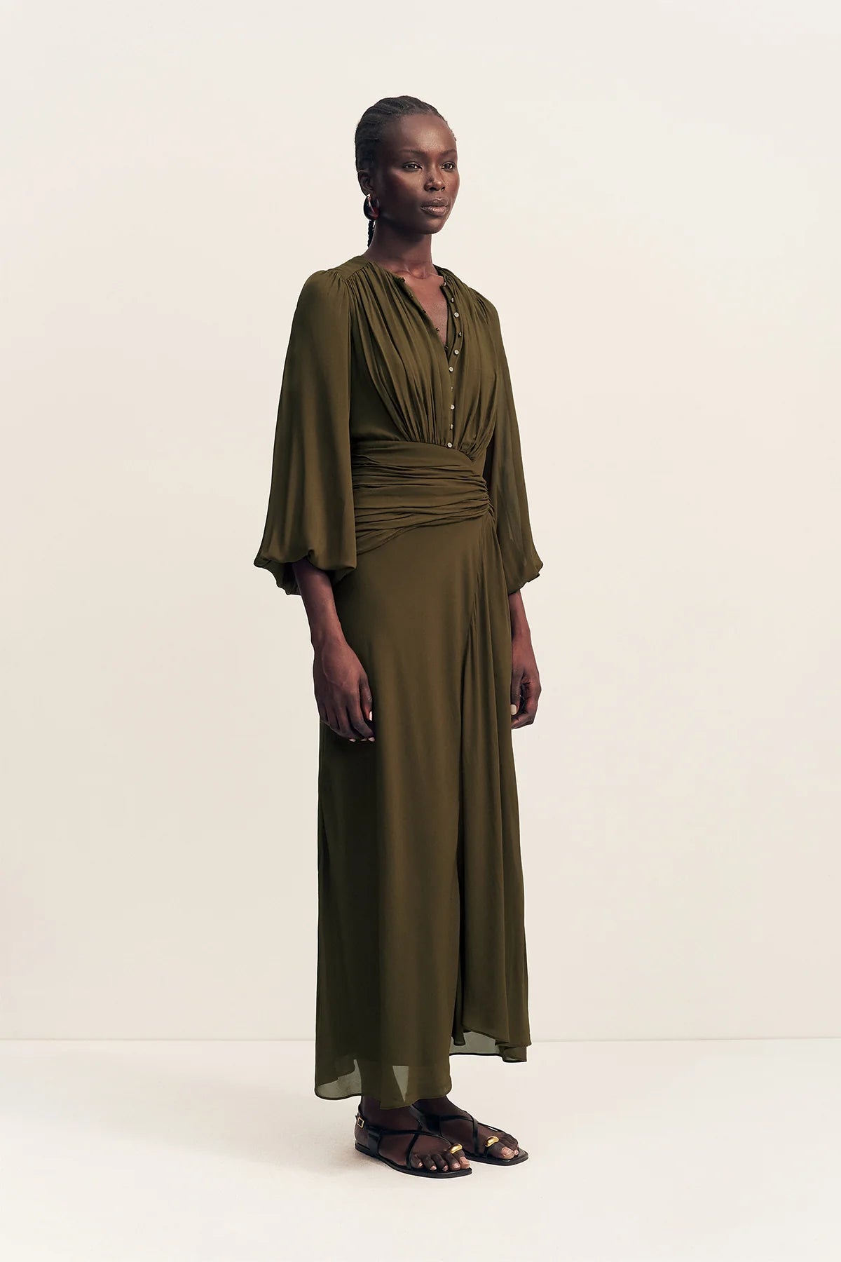 Juno high neck balloon sleeve maxi dress, jungle