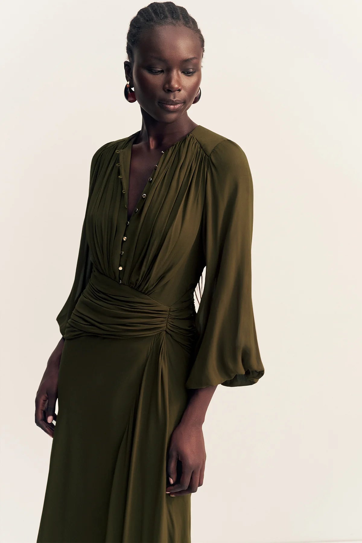 Juno high neck balloon sleeve maxi dress, jungle