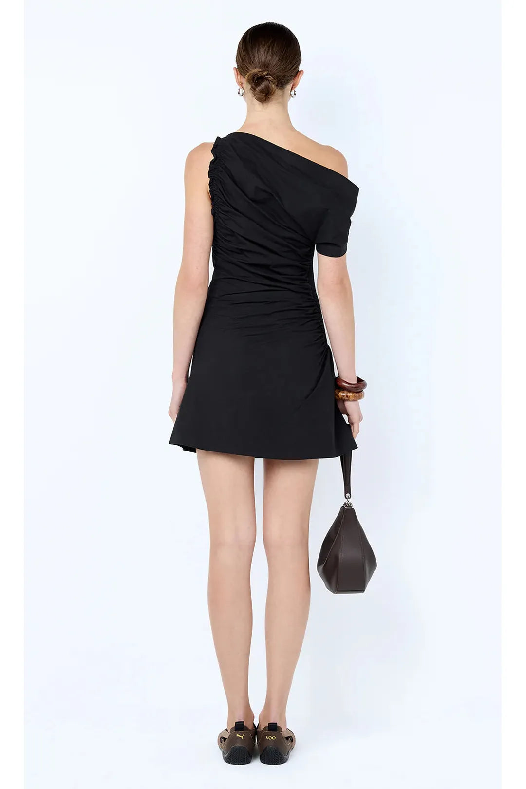Chantal Shirred mini dress, black