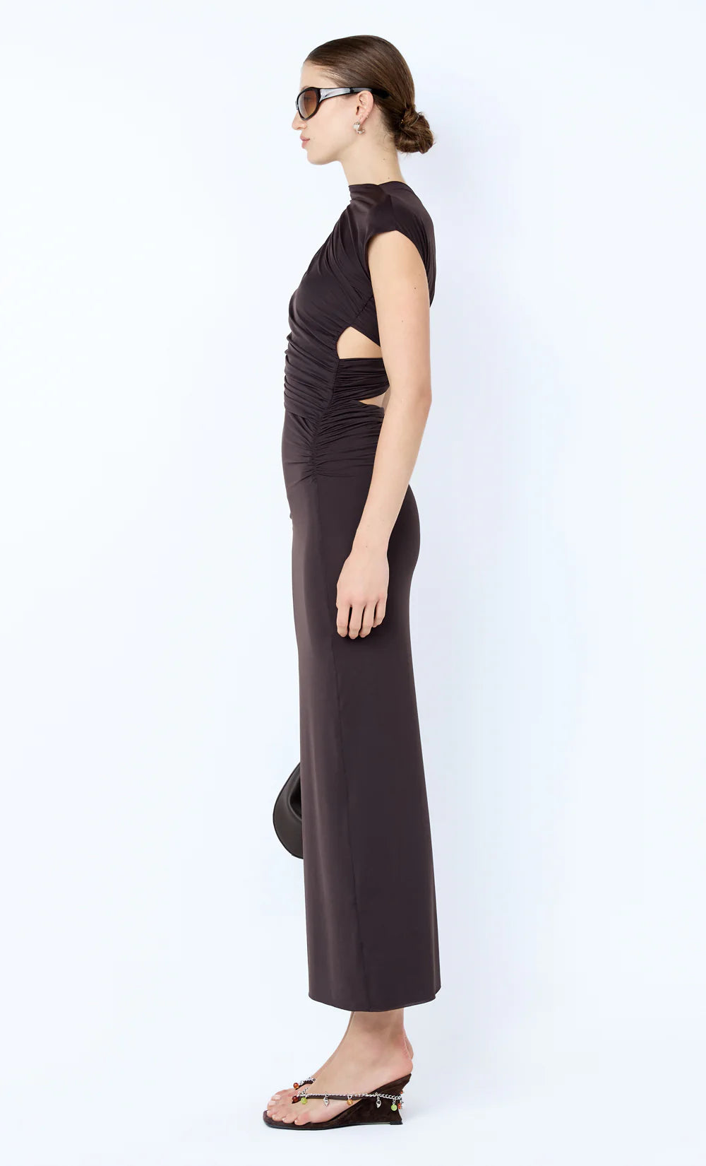 Solenne twist maxi dress, dark chocolate