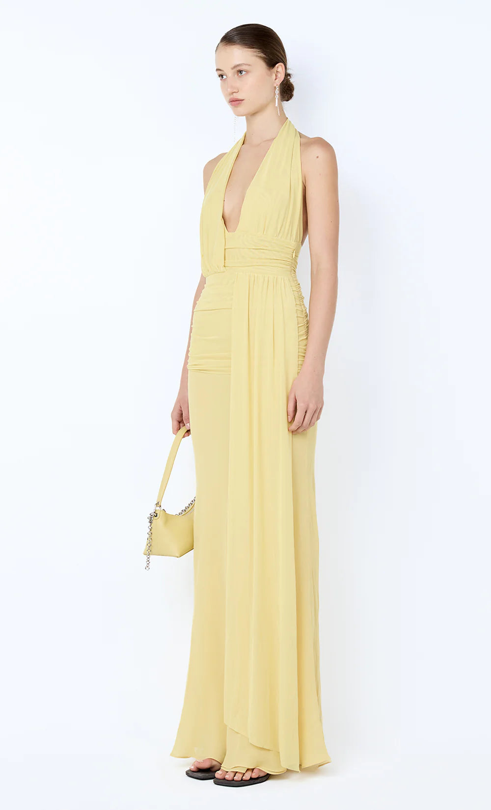 Cassius drape maxi dress, citron