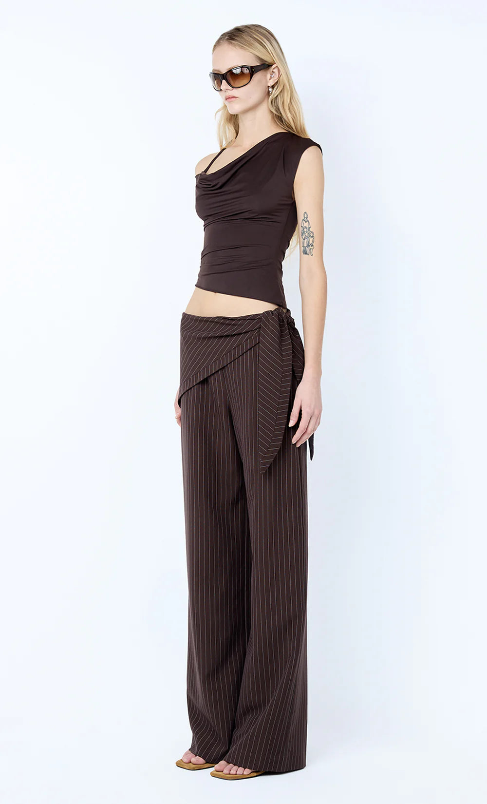 Andre overlay pant, choc stripe